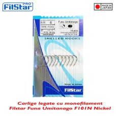 Filstar horgok, monofil kötéssel 50cm, F101N modell Funa Umitanago, Nikkel (10db/zsák)