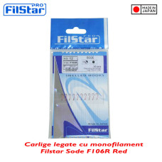 Filstar kampók monofil szál kötve 50cm, F106R modell Sode, piros (10db/zsák)