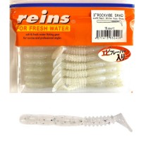 Reins Rockvibe Twister Shad 7.6cm 3 inch Pearl White Holo Glow 15db